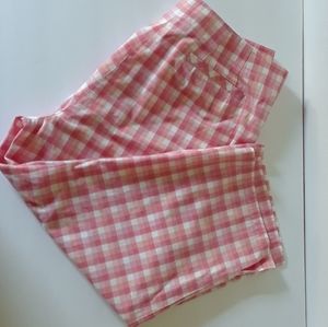 Pink gingham capri pants